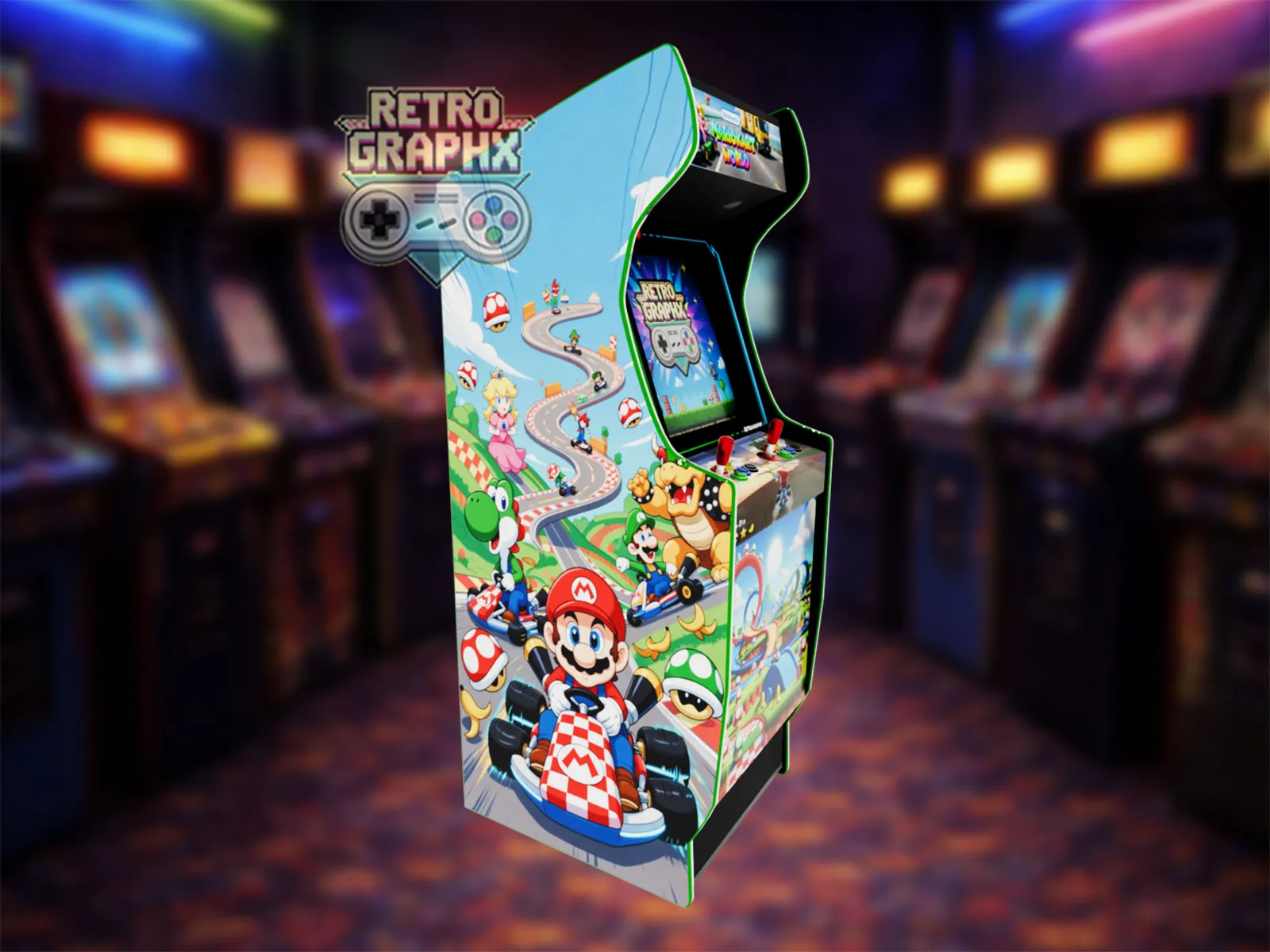 Mario Kart | Euro Edition | Fichiers digitaux pour borne d'arcade - PDF PSD arcade design - left side view