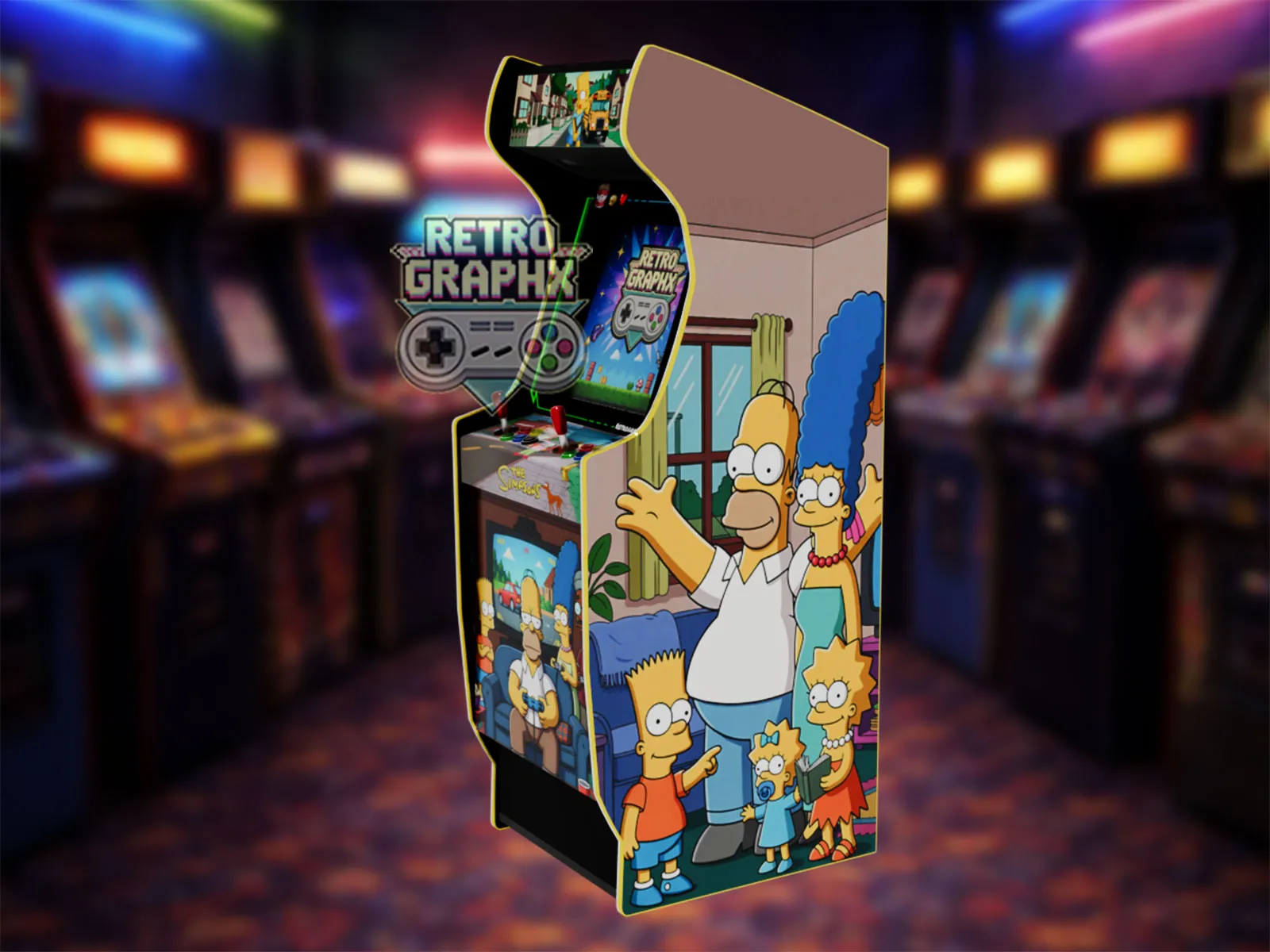 The Simpsons | Euro Edition | Fichiers digitaux pour borne d'arcade - PDF PSD arcade design - right side view