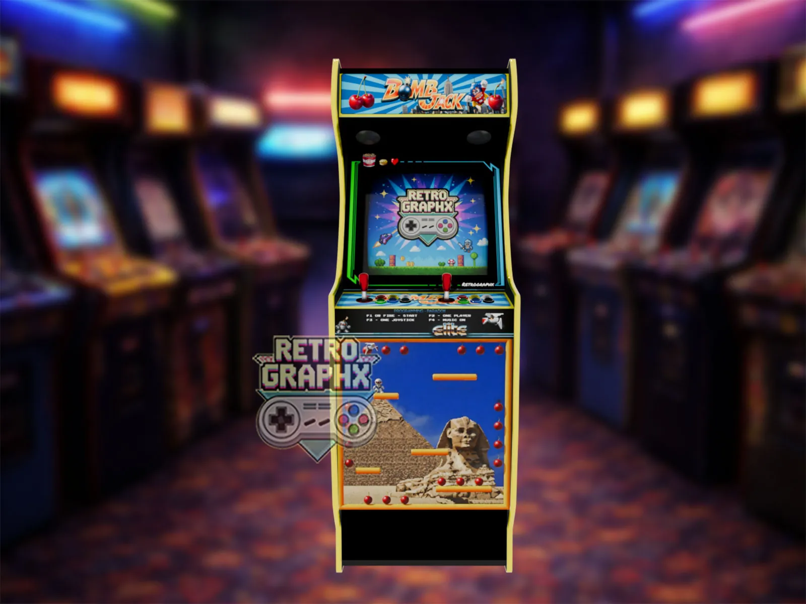 Bombjack | Euro Edition | Fichiers digitaux pour borne d'arcade - PDF PSD arcade design - front view