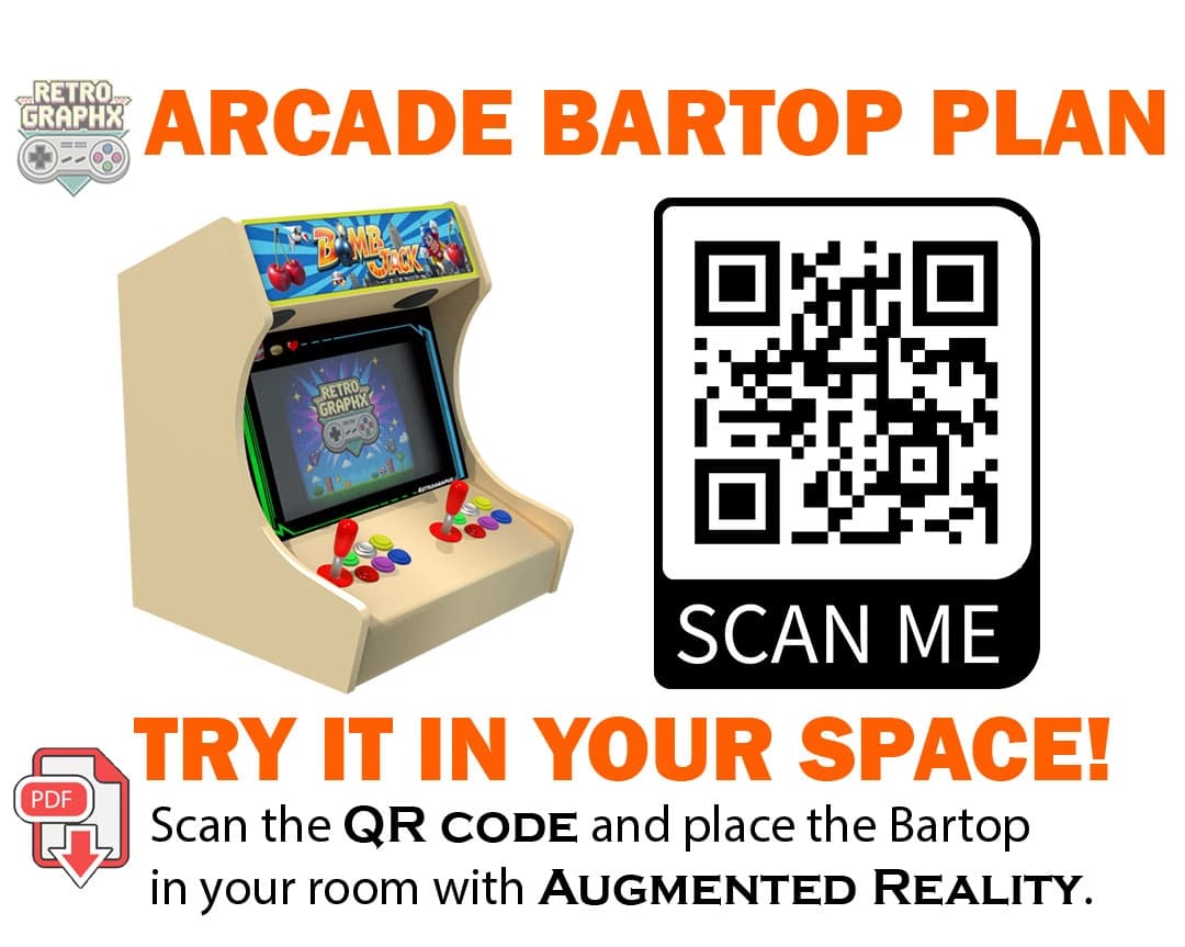 Bartop Arcade Plans A0 PDF – plan A0 - Echelle 1:1 graphic kit - top view of bartop