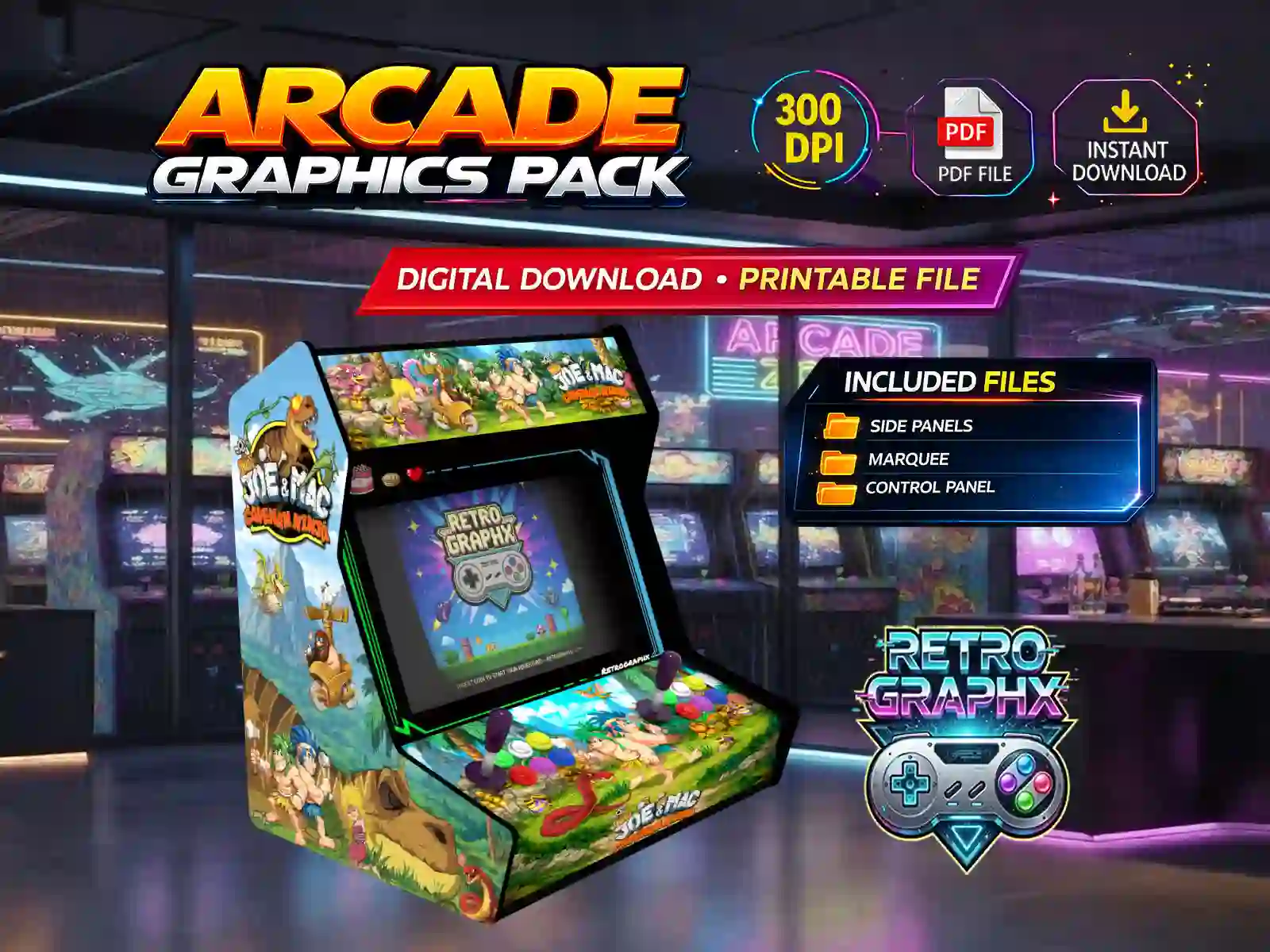 Caveman ninja arcade Design Bartop | Fichiers digitaux PDF PSD