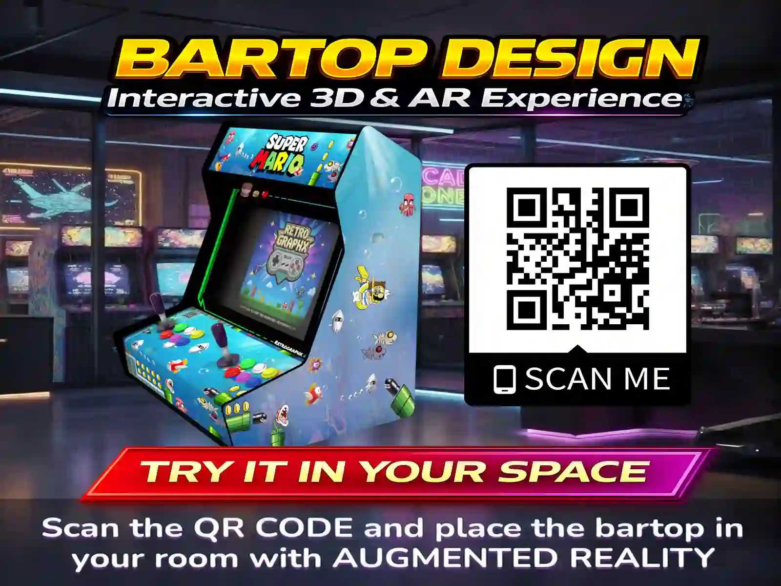 Mario m3 | Design Bartop complet | Fichiers digitaux PDF PSD graphic kit - top view of bartop