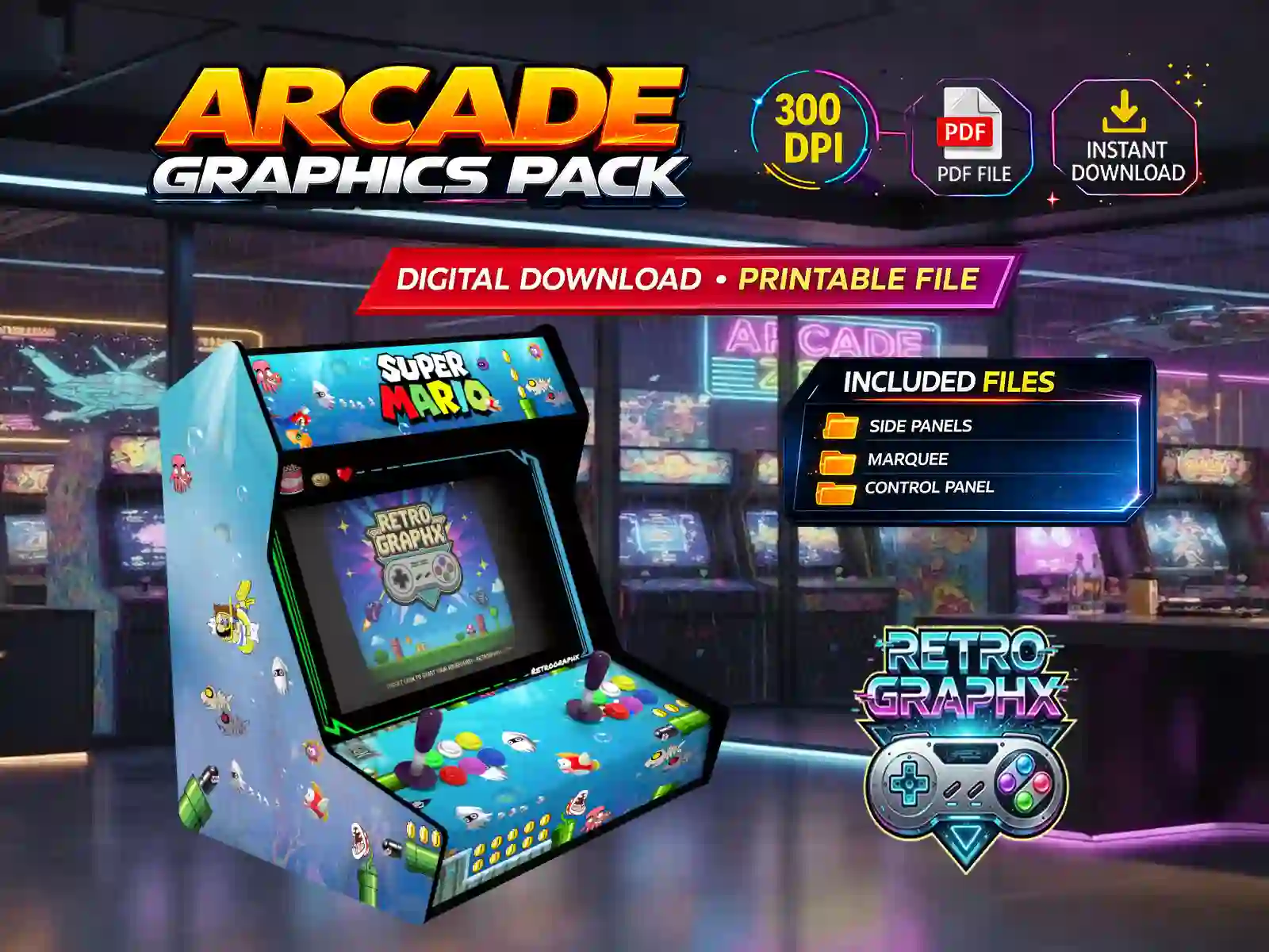 Mario m3 | Design Bartop complet | Fichiers digitaux PDF PSD