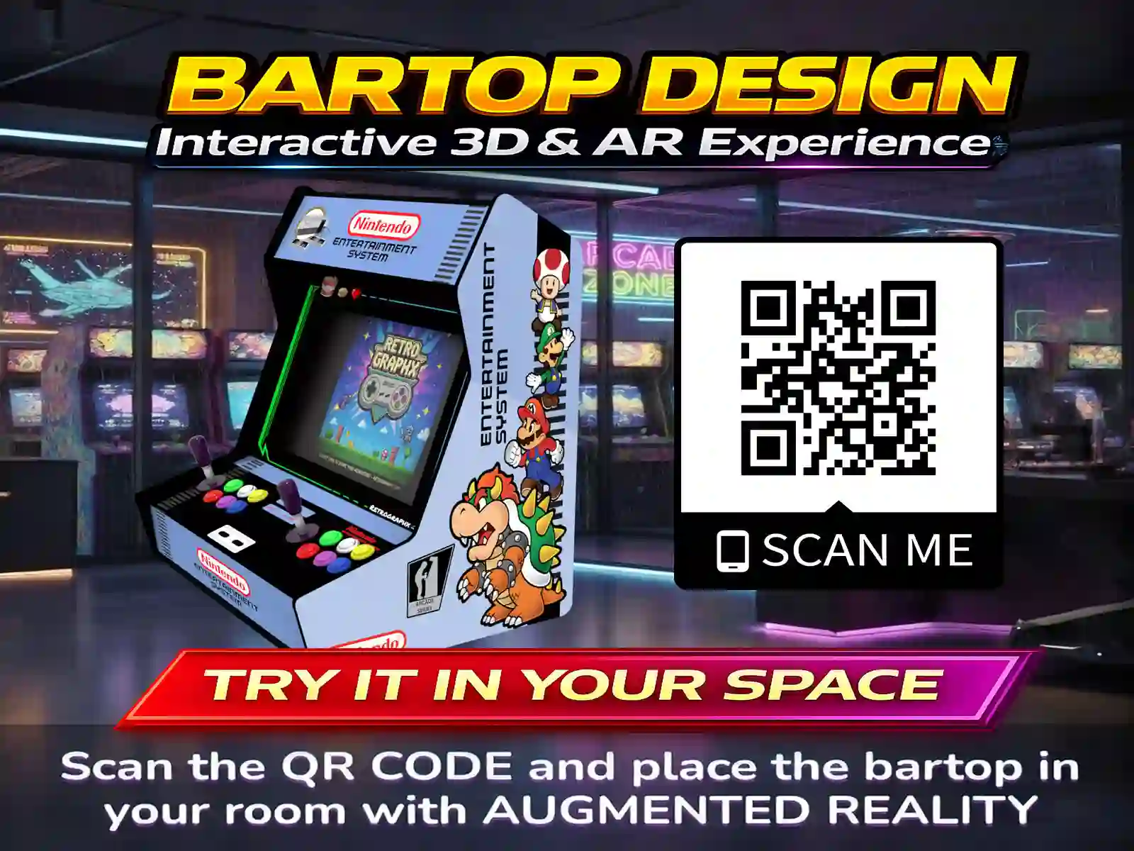 Mario m1 | Design Bartop complet | Fichiers digitaux PDF PSD graphic kit - top view of bartop