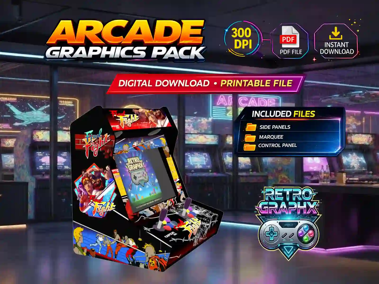 Final fight | Design bartop complet | Fichiers digitaux PDF PSD