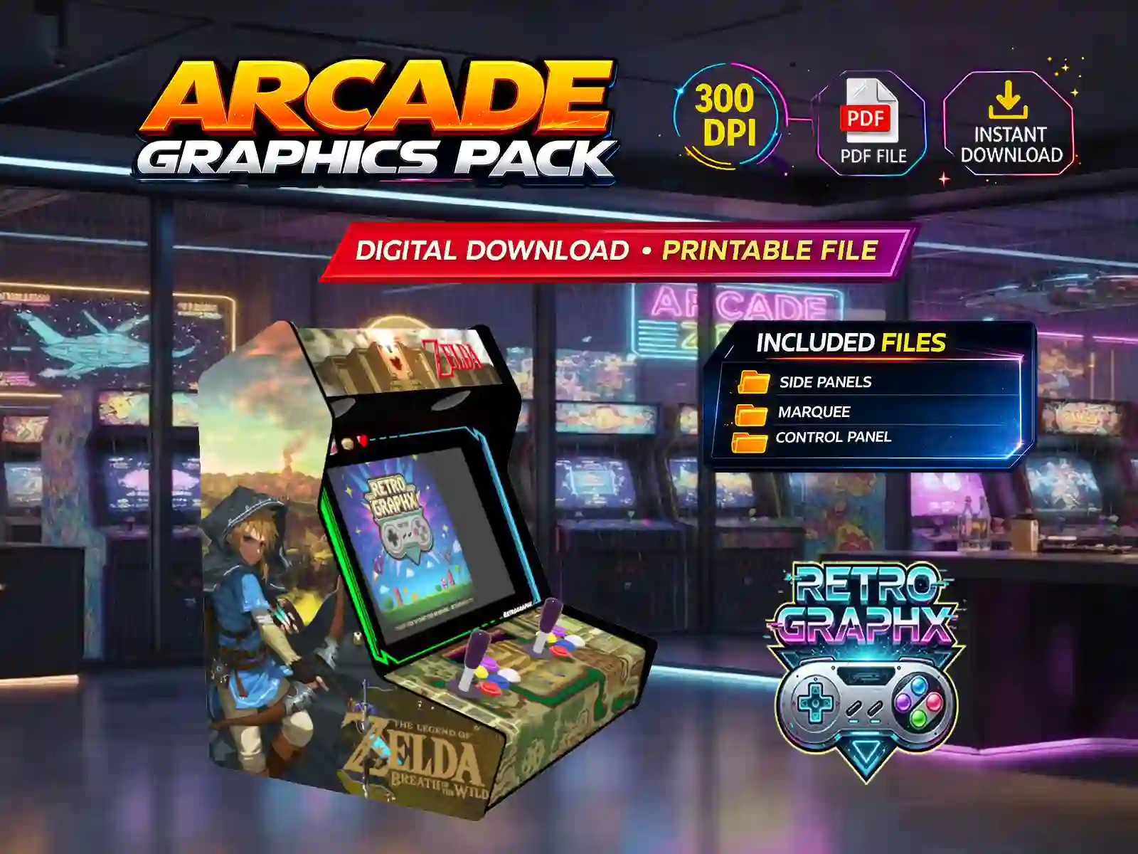 Zelda | Design bartop complet | Fichiers digitaux PDF PSD