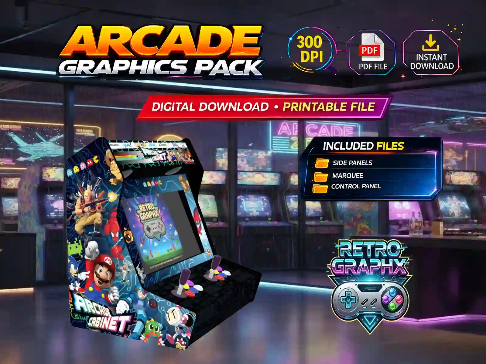 Multicade | Design Bartop complet | Fichiers digitaux PDF PSD